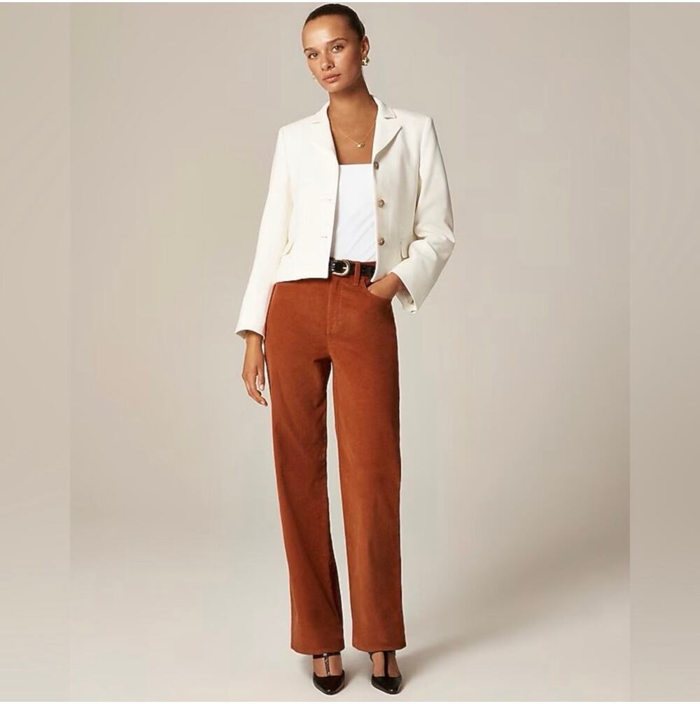 J.Crew Pants Women 25 Tall Orange Red Slim-Wide Corduroy Classic Preppy Academia